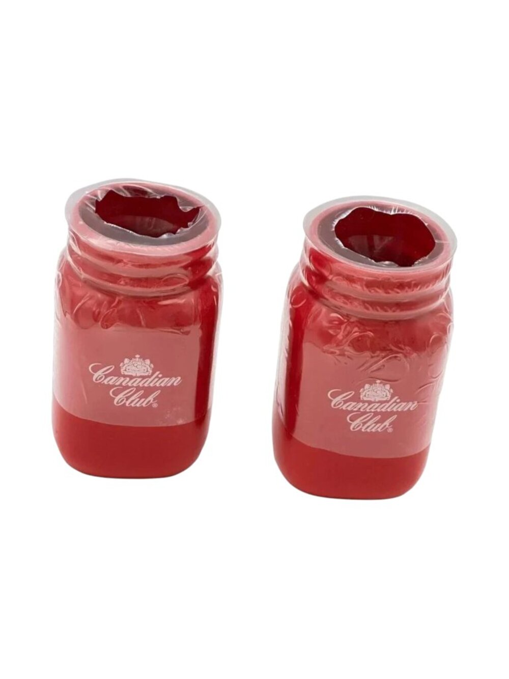 Canadian Club Ceramic Jar Lot 2 Whisky Red Maple Leaf Mason Jar Promo‎ New